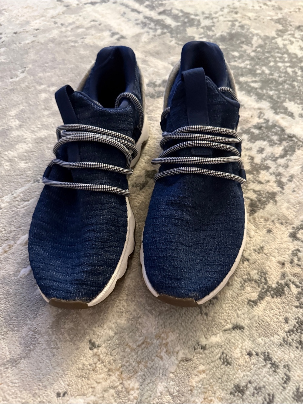 Sorel Navy Knit Slip-On Sneakers with White Soles